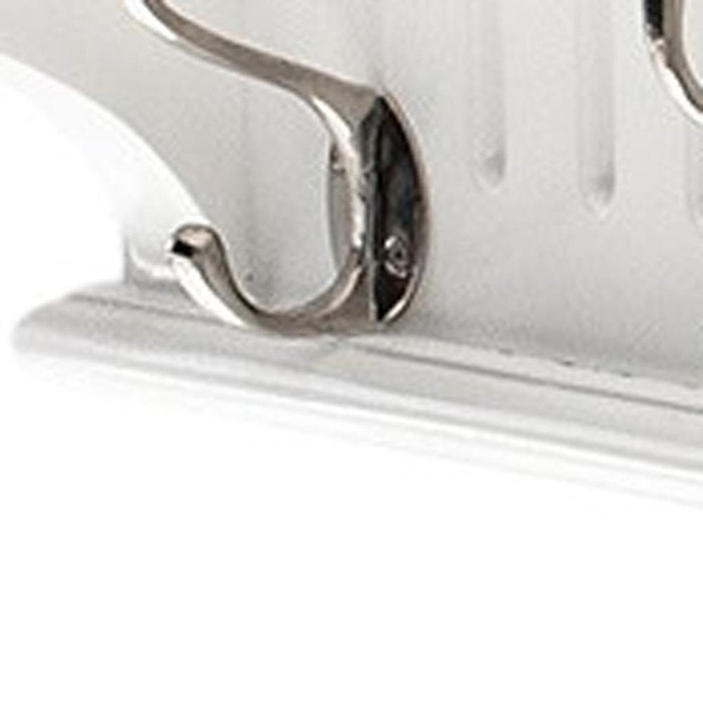 Eight Hook 51" White Solid Wood Wall Mount Coat Rack
