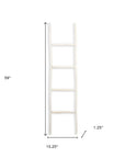 59" White Distressed Solid Wood Four Step Ladder Shelf