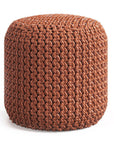 18" Orange Polyester Round Outdoor Pouf Ottoman