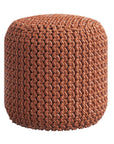 18" Orange Polyester Round Outdoor Pouf Ottoman