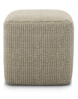 18" Cream Polyester Cube Outdoor Pouf Ottoman