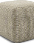 18" Cream Polyester Cube Outdoor Pouf Ottoman
