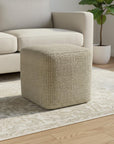 18" Cream Polyester Cube Outdoor Pouf Ottoman
