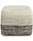 18" Gray And White Polyester Ombre Outdoor Pouf Ottoman