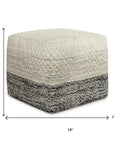 18" Gray And White Polyester Ombre Outdoor Pouf Ottoman