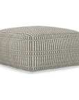 20" Natural And White Polyester Geometric Outdoor Pouf Ottoman