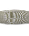 20" Natural And White Polyester Geometric Outdoor Pouf Ottoman