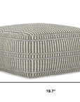 20" Natural And White Polyester Geometric Outdoor Pouf Ottoman