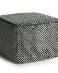 18" Gray And White Polyester Geometric Outdoor Pouf Ottoman