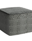 18" Gray And White Polyester Geometric Outdoor Pouf Ottoman