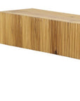 59" Natural Ribbed Texture Solid Wood Wall Mounted Mantel Floating Shelf