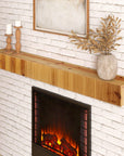 59" Natural Ribbed Texture Solid Wood Wall Mounted Mantel Floating Shelf