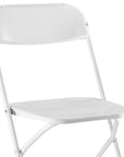 Set of Four White Metal Outdoor Folding Stacking Dining Chairs