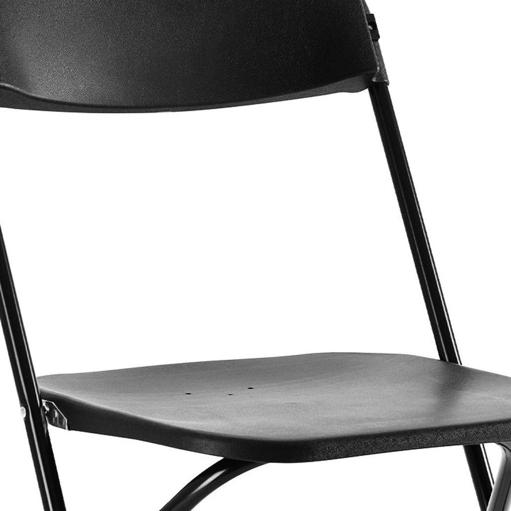 Set of Four White Metal Outdoor Folding Stacking Dining Chairs