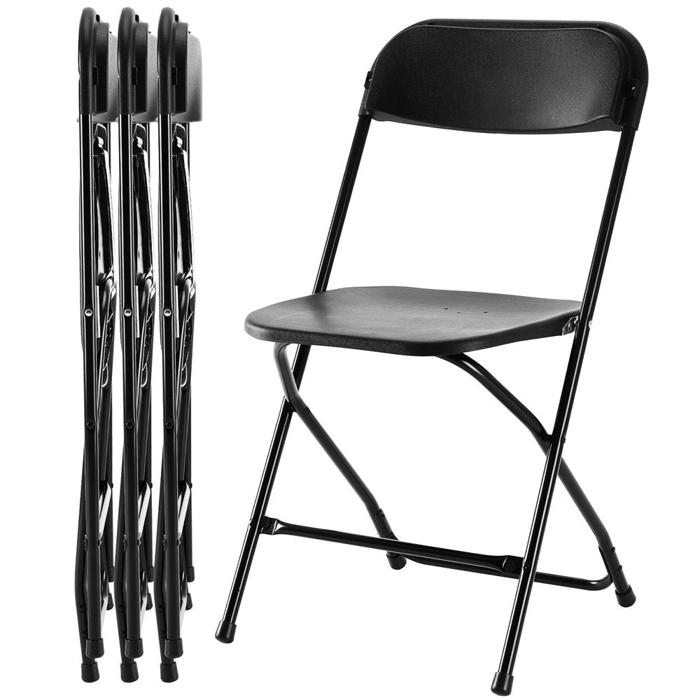 Set of Four White Metal Outdoor Folding Stacking Dining Chairs