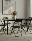 Set of Six Black Metal Outdoor Folding Stacking Dining Chairs