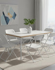 Set of Six Black Metal Outdoor Folding Stacking Dining Chairs