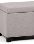 36" Taupe And Dark Brown Faux Leather And Solid Wood Upholstered Distressed Storage Bench With Flip Top