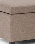 48" Dark Gray And Dark Brown Faux Linen And Solid Wood Upholstered Storage Bench With Flip Top