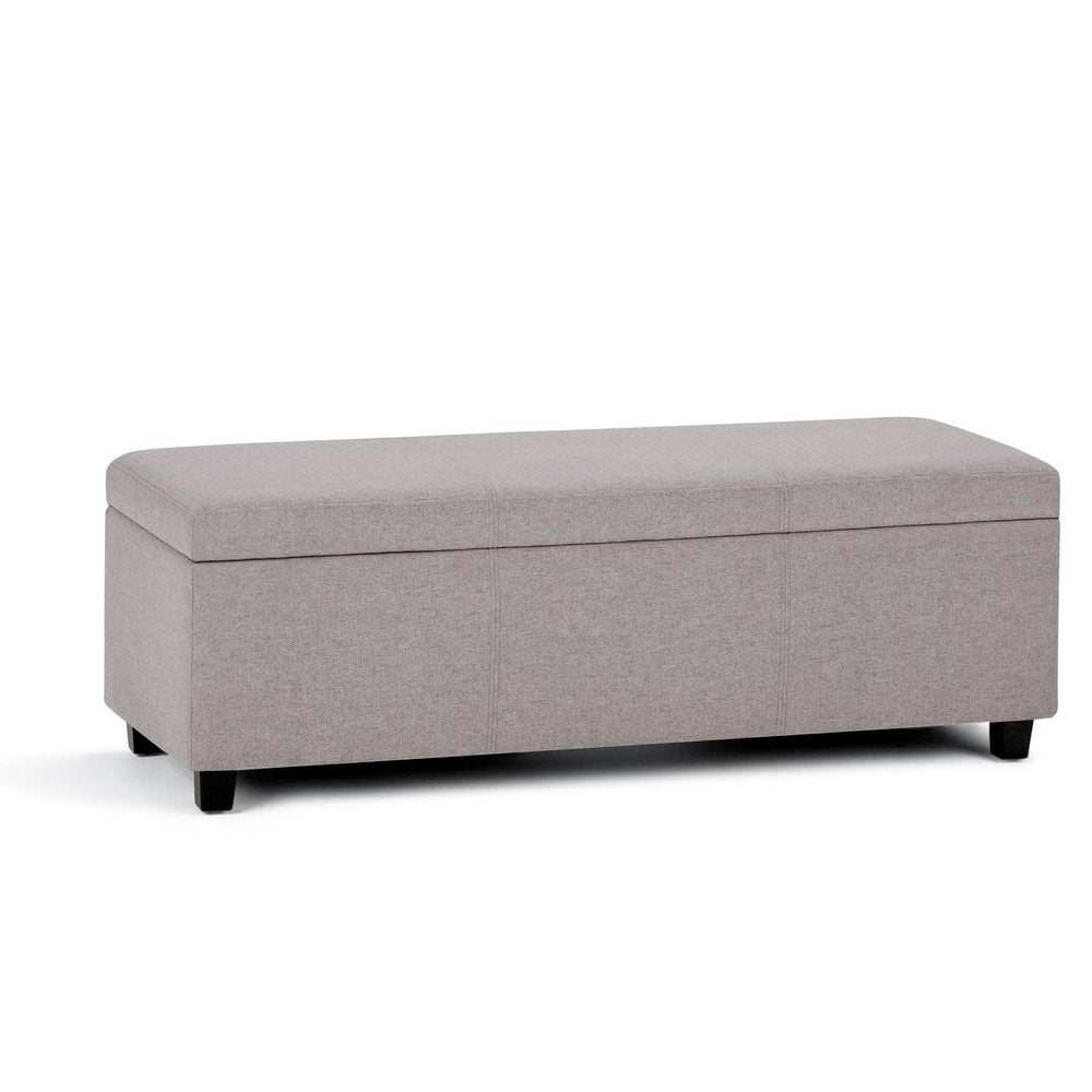 48" Dark Gray And Dark Brown Faux Linen And Solid Wood Upholstered Storage Bench With Flip Top