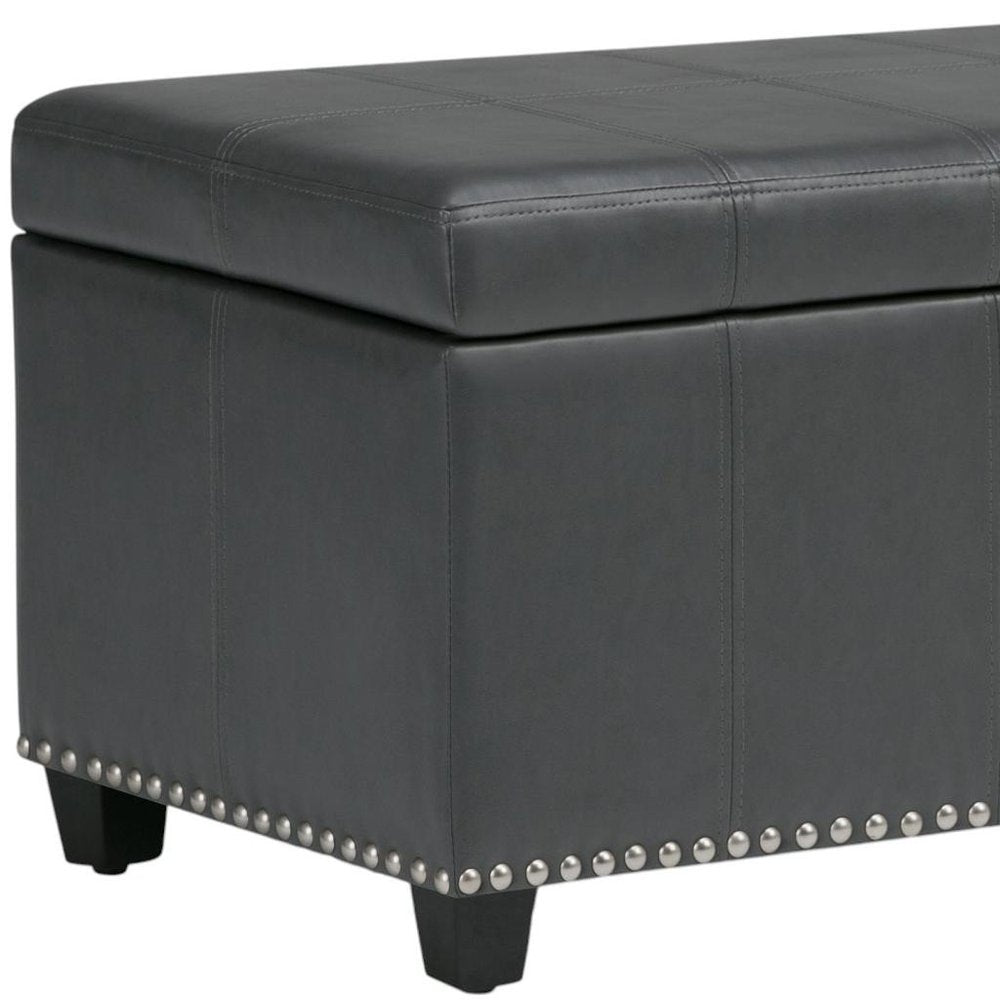 33" Cream and Espresso Faux Leather and Solid Wood Upholstered Storage Bench With Flip Top