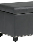 33" Cream and Espresso Faux Leather and Solid Wood Upholstered Storage Bench With Flip Top