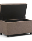 33" Fawn And Espresso Linen Blend Upholstered Storage Bench With Flip Top