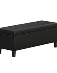 48" Black And Dark Brown Faux Leather And Solid Wood Upholstered Storage Bench With Flip Top