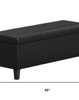 48" Black And Dark Brown Faux Leather And Solid Wood Upholstered Storage Bench With Flip Top