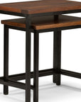 Set of Two Matte Dark Brown and Black Solid Wood and Steel Nested Tables
