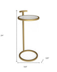 24" White and Gold Marble and Iron Round End Table