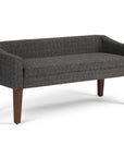 50" Dark Gray and Brown Fabric and Wood Upholstered Bench