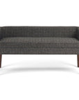 50" Dark Gray and Brown Fabric and Wood Upholstered Bench