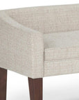 50" Dark Gray and Brown Fabric and Wood Upholstered Bench