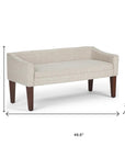 50" Dark Gray and Brown Fabric and Wood Upholstered Bench