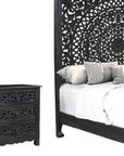 Three Piece Black Solid Wood Bedroom Set