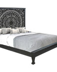 Three Piece Black Solid Wood Bedroom Set