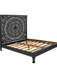 Three Piece Black Solid Wood Bedroom Set