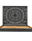 Three Piece Black Solid Wood Bedroom Set