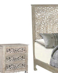 Three Piece Gray Solid Wood Bedroom Set