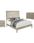Three Piece Gray Solid Wood Bedroom Set