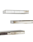 Set Of Three Silver Glass Wall Mounted Floating Shelf