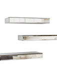 Set Of Three Silver Glass Wall Mounted Floating Shelf