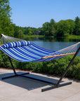 Light Blue And Dark Blue Striped Double Hammock