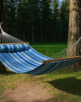Light Blue And Dark Blue Striped Double Hammock