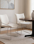 Set of Two Green And Silver Faux Linen And Wood Dining Side Chairs