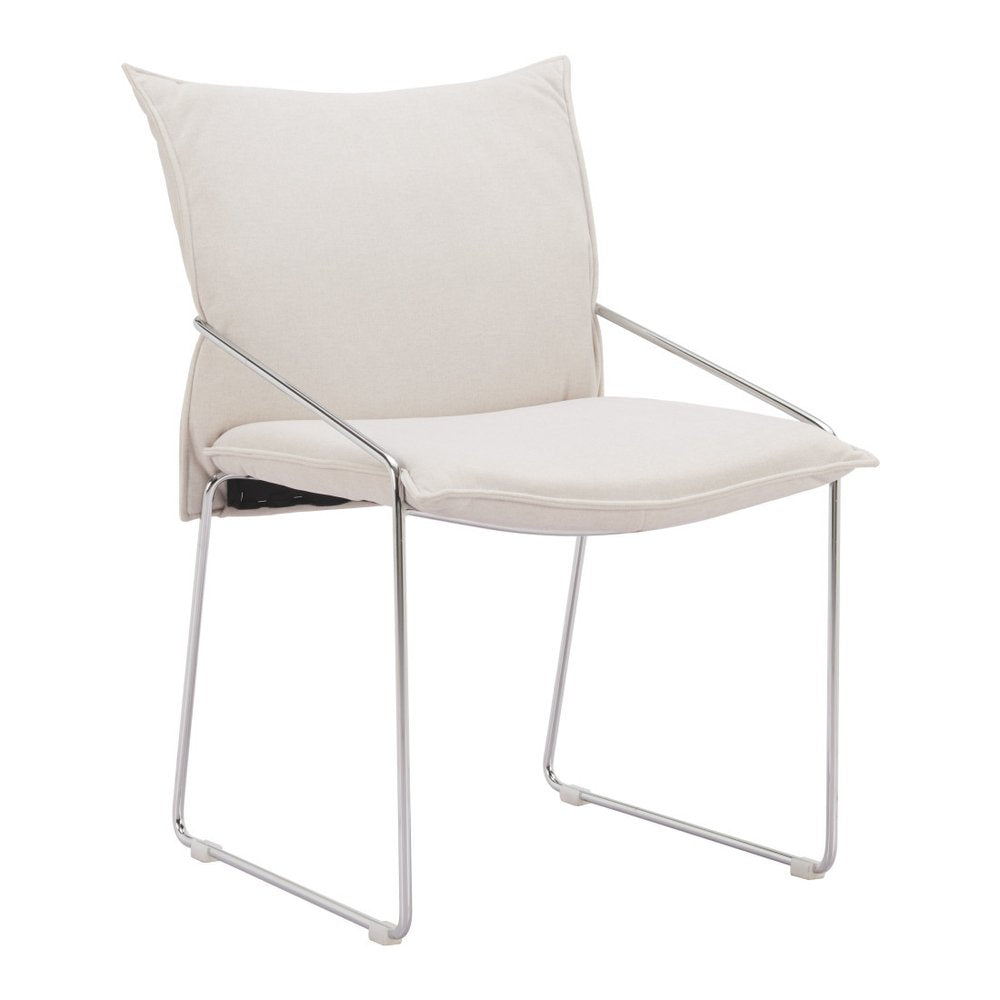 Set of Two Green And Silver Faux Linen And Wood Dining Side Chairs