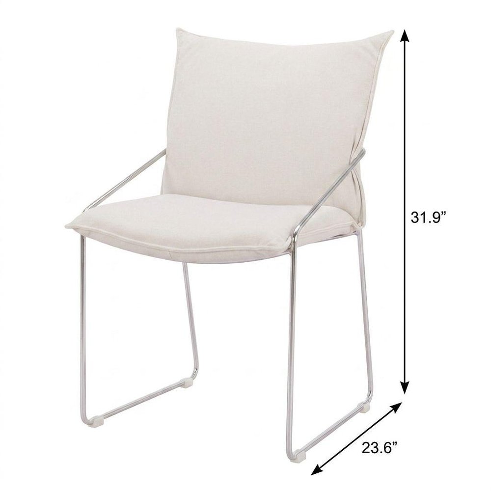 Set of Two Green And Silver Faux Linen And Wood Dining Side Chairs