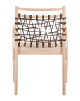 Set of Two Ivory And White Upholstered And Solid Wood Open Back Dining Arm Chairs