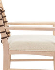 Set of Two Ivory And White Upholstered And Solid Wood Open Back Dining Arm Chairs